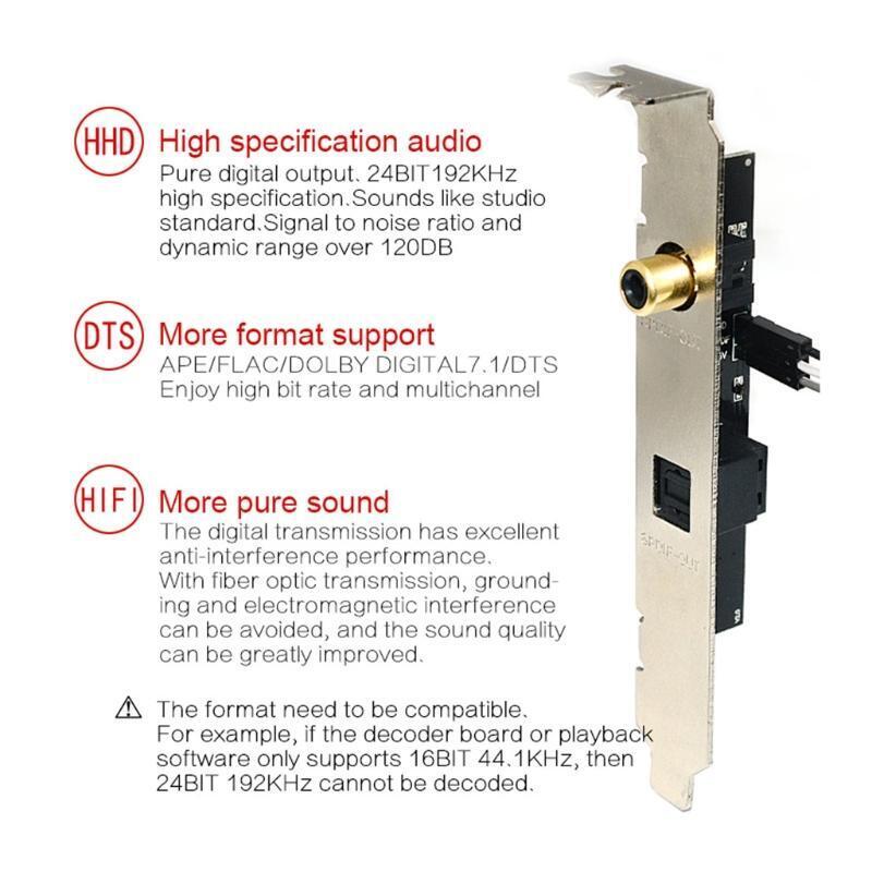 Upgrade New SPDIF Daughter Card Audio Digital Sound Card 24Bit 192KHz