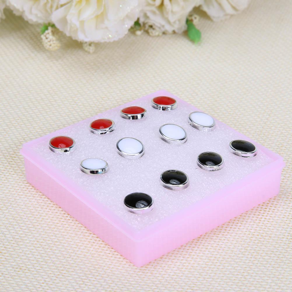 1 Box Women Small Rhinestones Earring Ear Studs Plastic Grass Moon Shape(3)