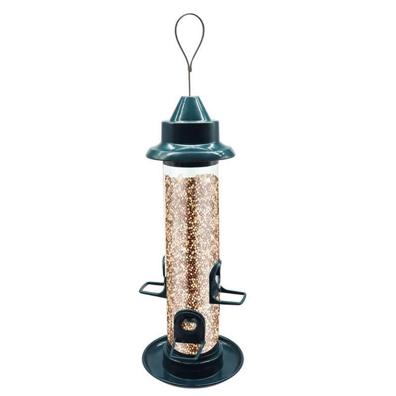 Plastic Bird Feeder Clear Tube with Steel Hanger Great for Attracting Birds