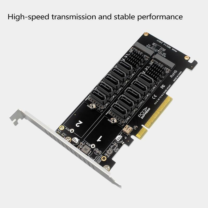 PCI-E Expansion Card Dual NVME RAID PCI-E X8 Split Card to Sata 10-Port Adapter