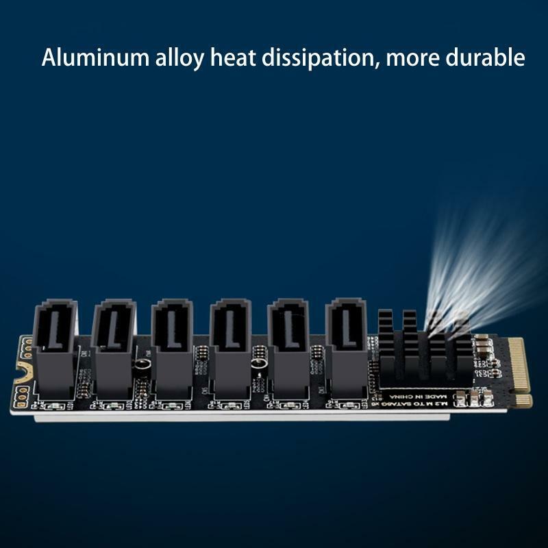 M.2 to Sata3.0 Adapter Card Converter Card with 6 Sata3.0 Ports ASM1166 Chipset