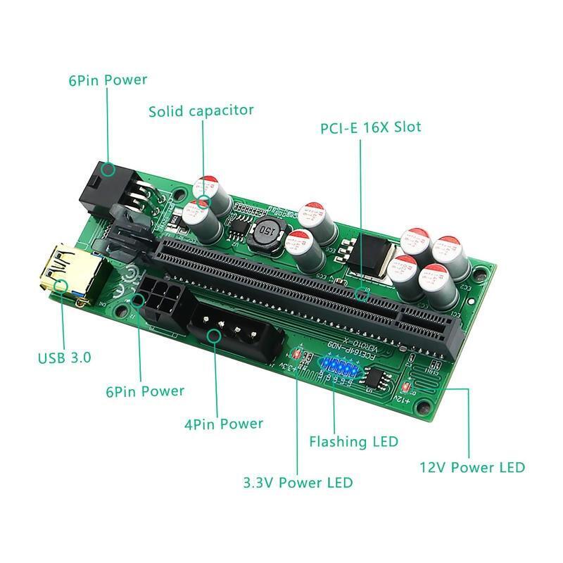 PCIE VER010 VER010-X Graphics Card PCI-E Extender 1X 16X Adapter Card 8Capacitor