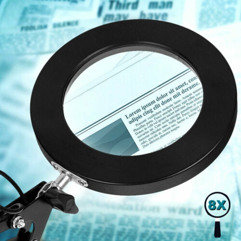Hot Reading Lamp Black LED Lamp Magnifying Glass Magnifier Desk Light 10X