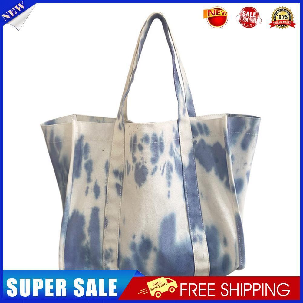 Ladies Large Capacity Canvas Tie Dye Underarm Bags Fashion Tote Handbags