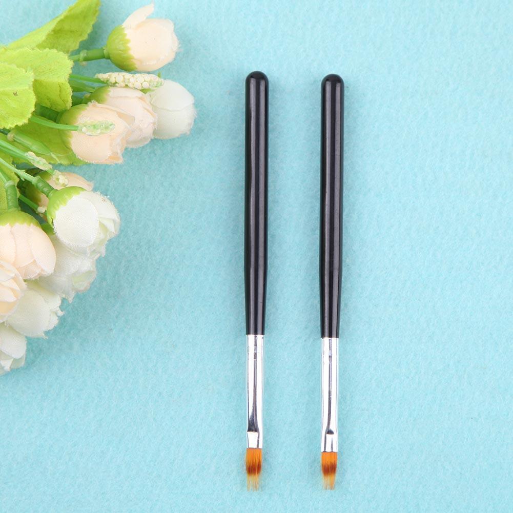 2Pcs Nail Art Gel Pen Brush Drawing Painting Wood Handle Manicure Tool