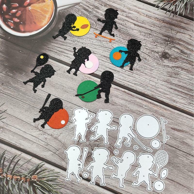 Children Playing Ball Metal Cutting Dies Stencil DIY Scrapbooking Album Template