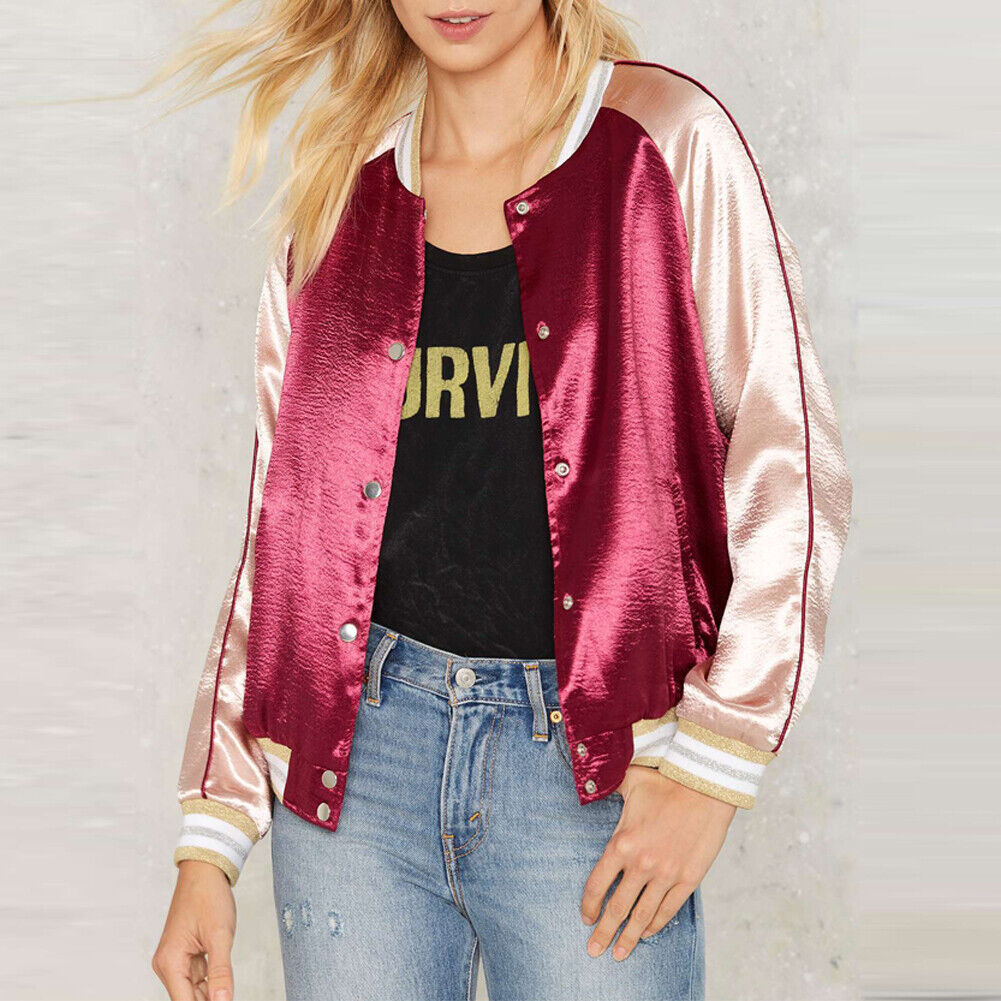 Bomber Jacket  Long  Sleeve Baseball Coat(Burgundy)M-116703.02
