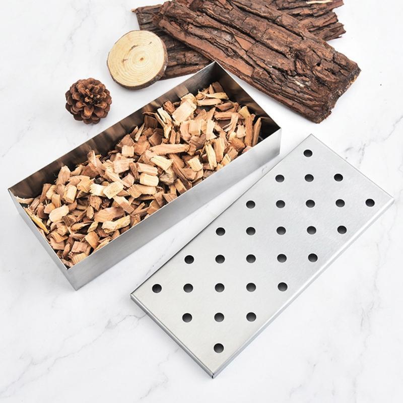 Smoker Box for Wood Chips Stainless Steel BBQ Wood Pellet Grill Smoke Generator