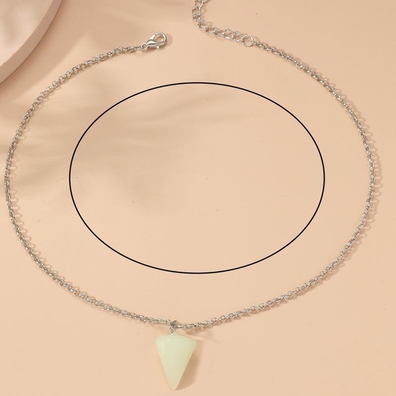 Tapered Natural Stone Hexagonal Column Pendant Necklace with Card Gift Jewelry