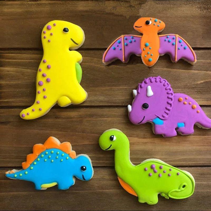 5Pcs/Set Stainless Steel Dinosaur Animal DIY Cookie Cutter Biscuit Mold Fondant