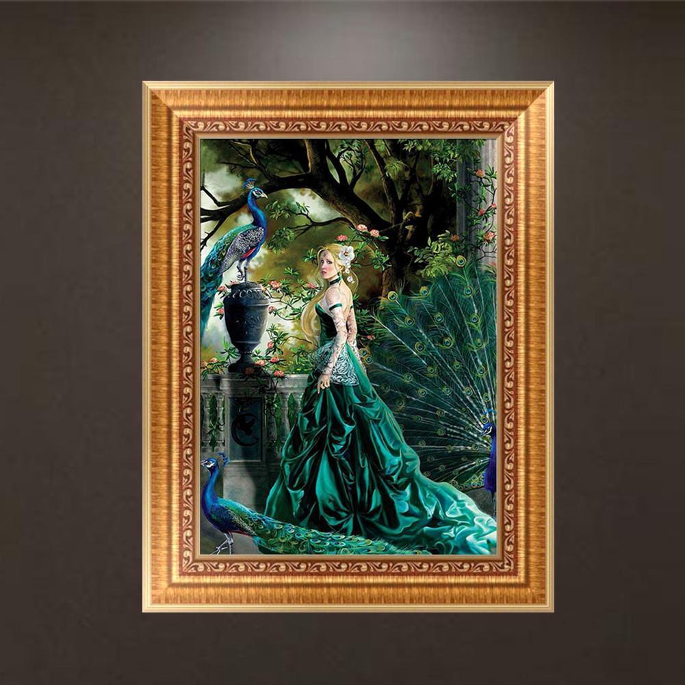 5D DIY Cross Stitch Painting Diamond Peacock Beauty Home Wall Decor