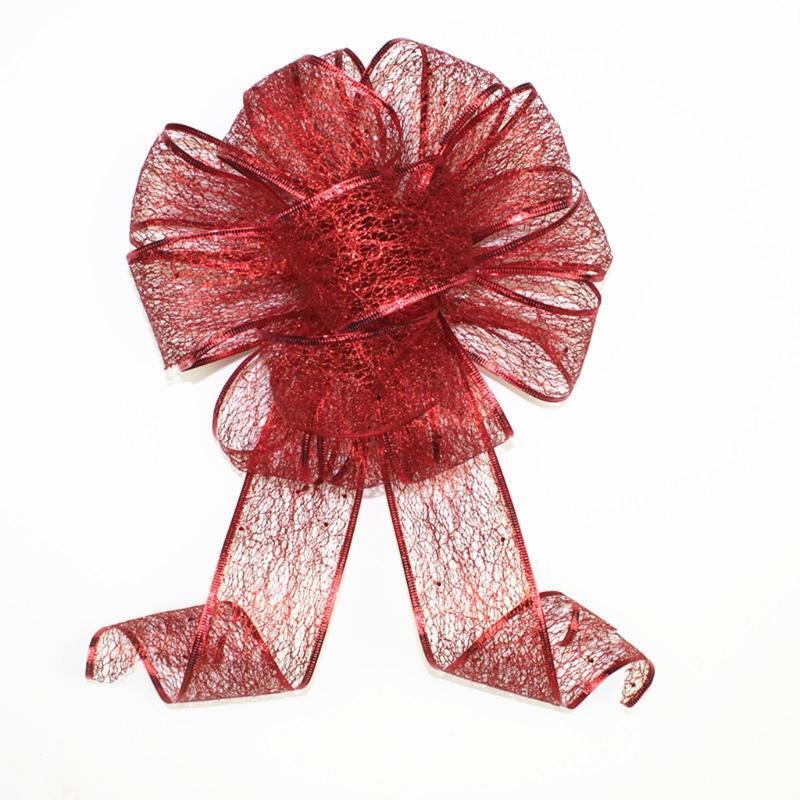 Christmas Tree Topper Red Bow- Red Gift Bow Christmas Tree Bow Topper with Strea