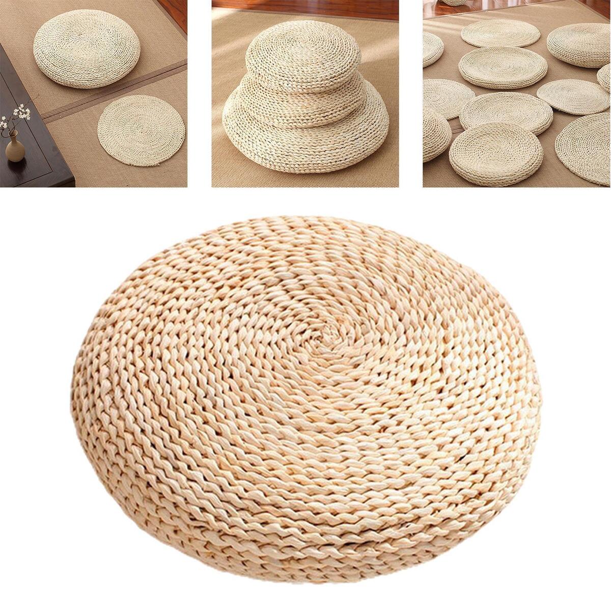 Handmade Straw Seat Cushion Floor Pillow  Decor Yoga Meditation