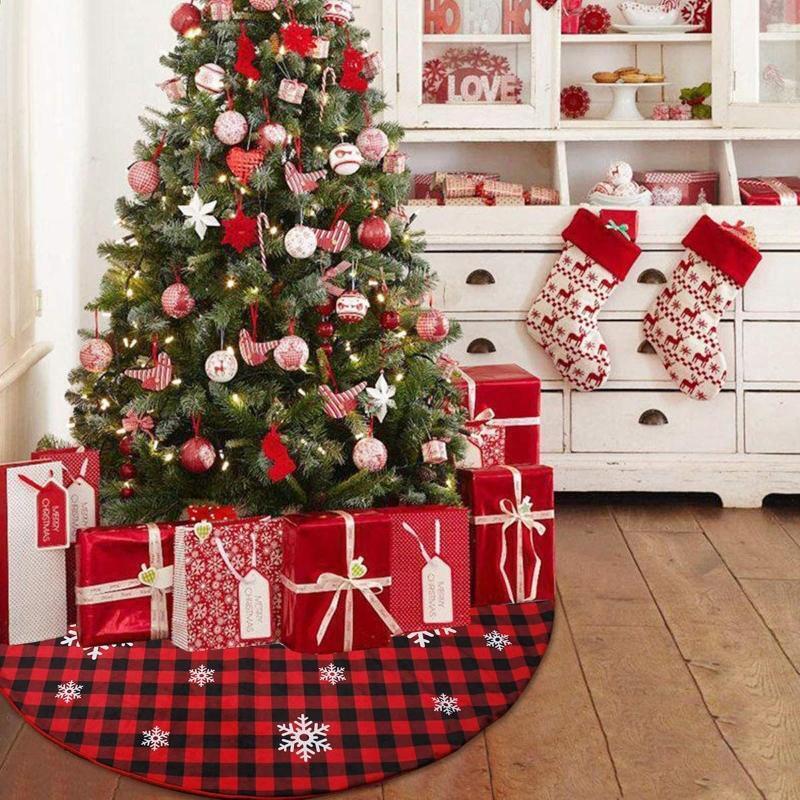 Christmas Tree Skirts For Summer xmas Tree Decoration Plaid Tree Skirt