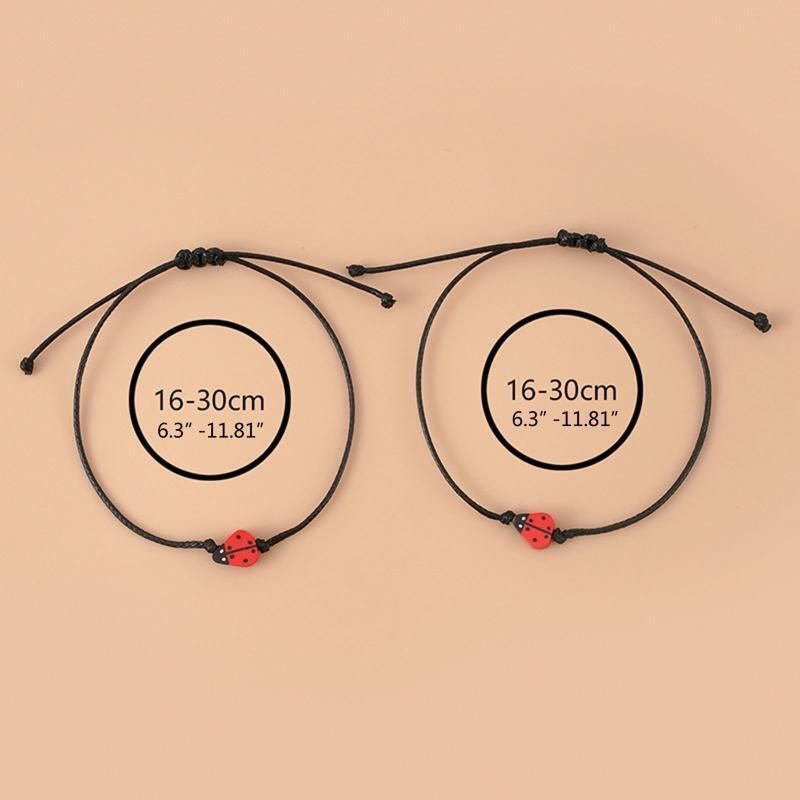 2 Pcs Bff Matching Bracelet Relationship Bracelets with Ladybug Charm Pendant