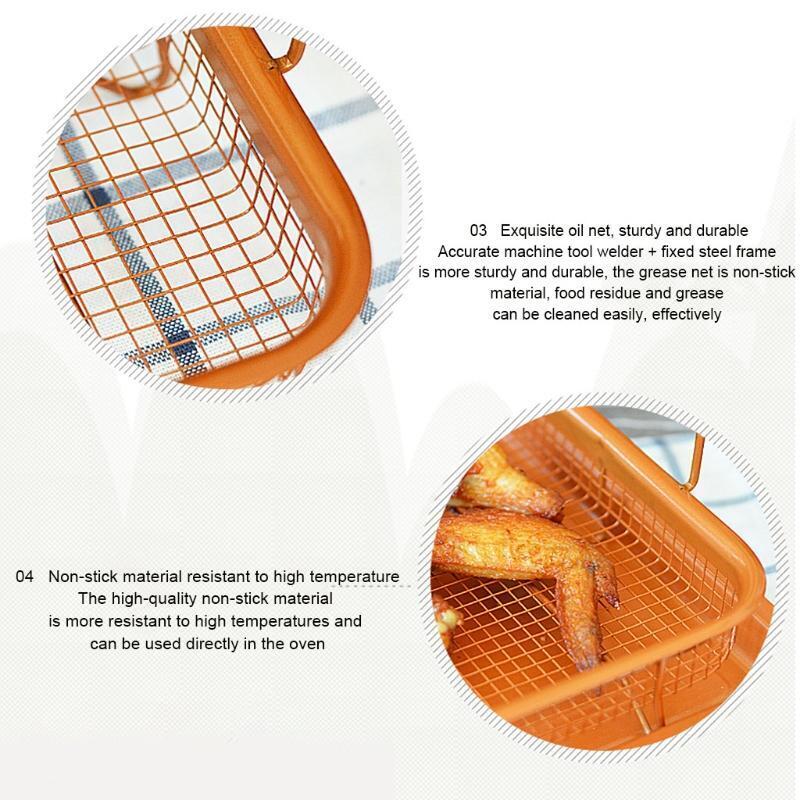 Metal Oven Crisper Tray Non Stick Cookie Sheet Air Fry Pan Grill Chips Basket