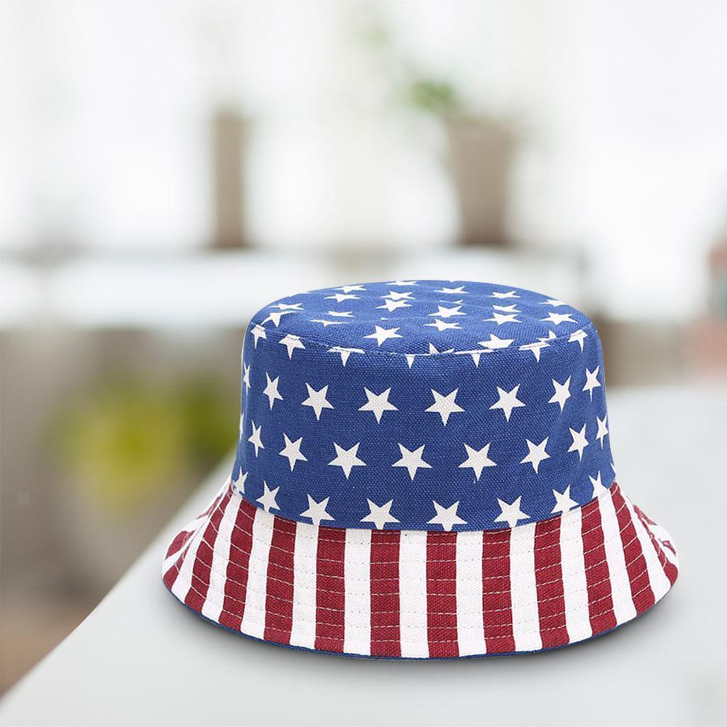 Casual Women Bucket Hat Patriotic 4TH of July Sun Protection for Hiking