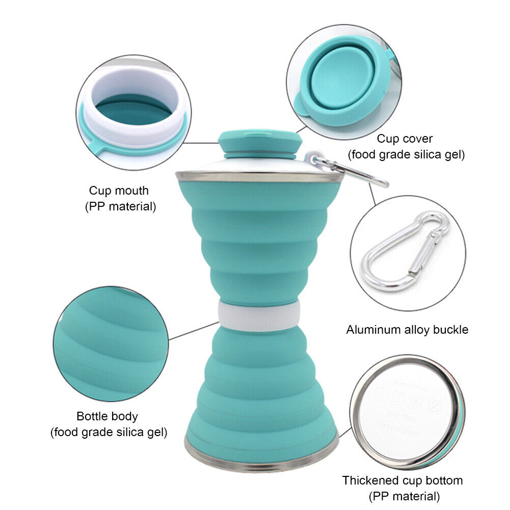 500mL Collapsible Soft Kettle Outdoor Silicone Water Bottle (Light Green)