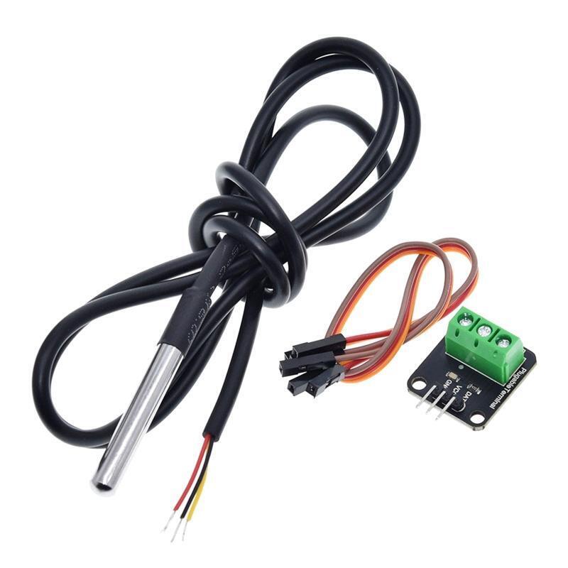 DS18B20 Temperature Sensor Module Kit Digital Sensor Cable Probe TerminalAdapter