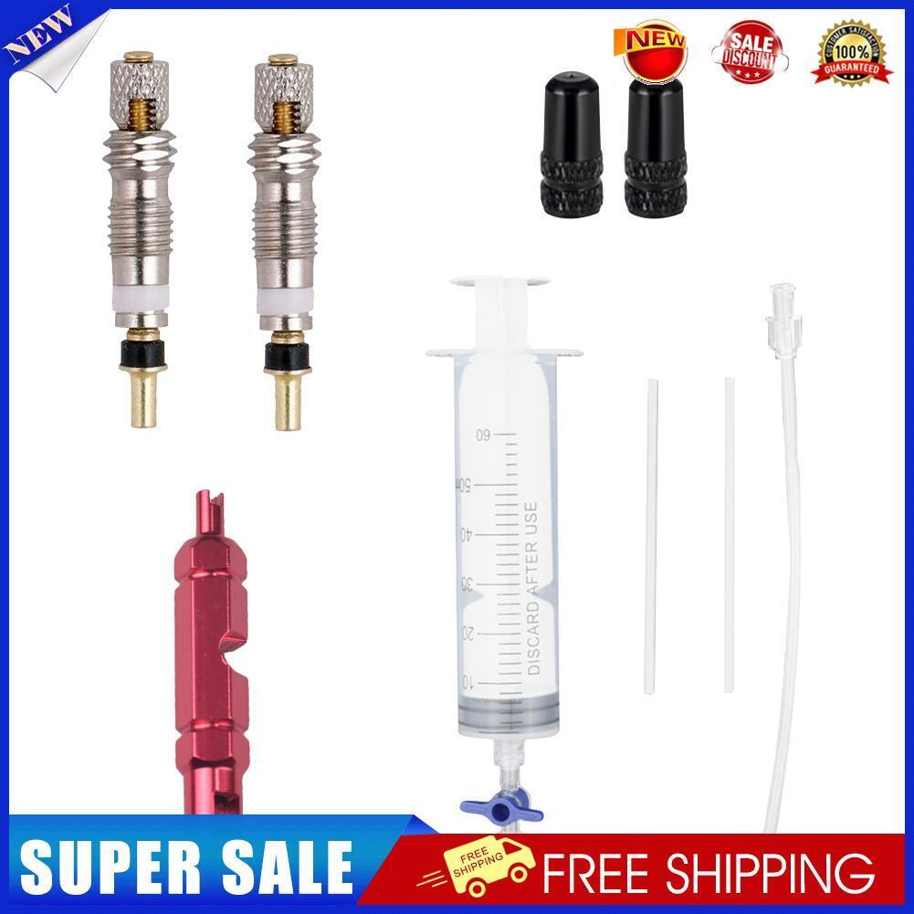 60ml MTB Road Bike Tubeless Tyre Sealant Injector Syringe Tool Kit (Red)