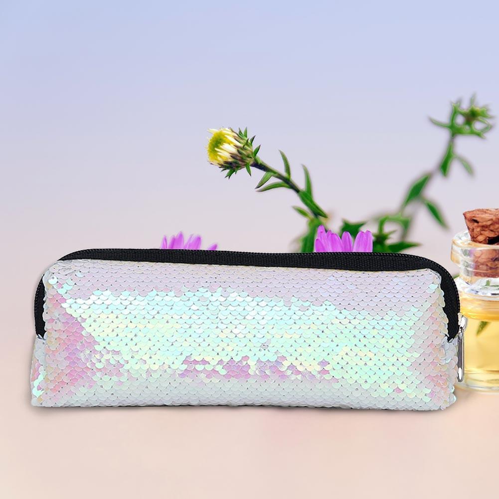 Fish Scale Sequins Cosmetic Bags Women Pouch Students Pencil Case (Pink)