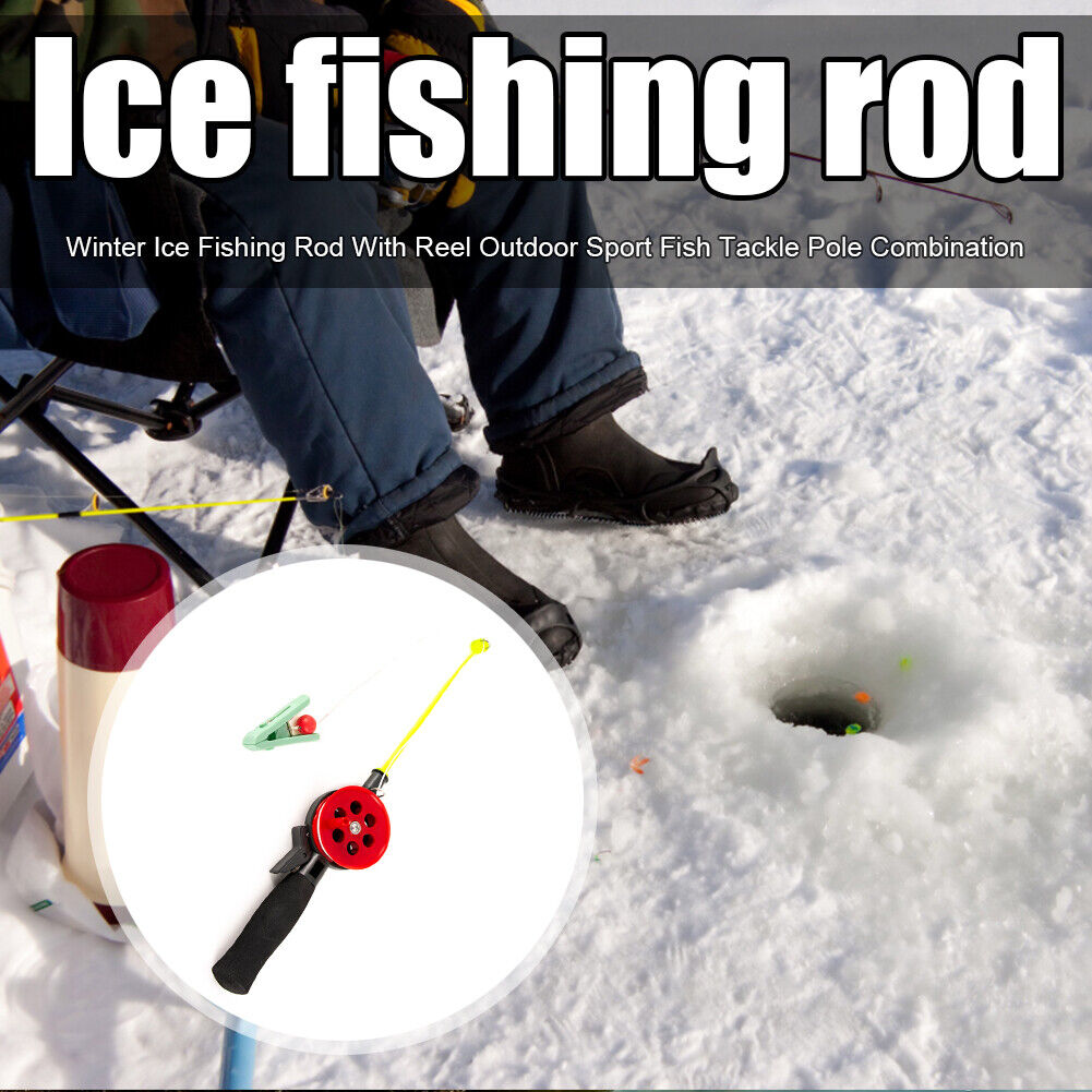 34cm Shrimp Crab Fishing Rod w/ Clip Winter Outdoor Ice Fishing Tackle Pole