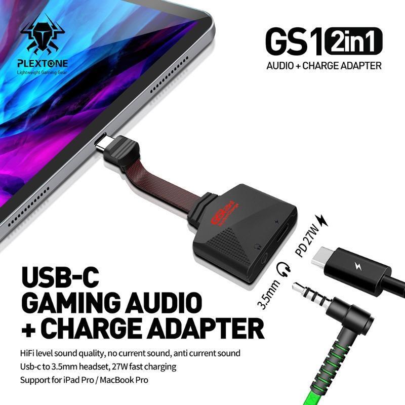 2-in-1 GS1 Gaming Sound Card USB C to 3.5mm Headphone Jack and Charging Adapter