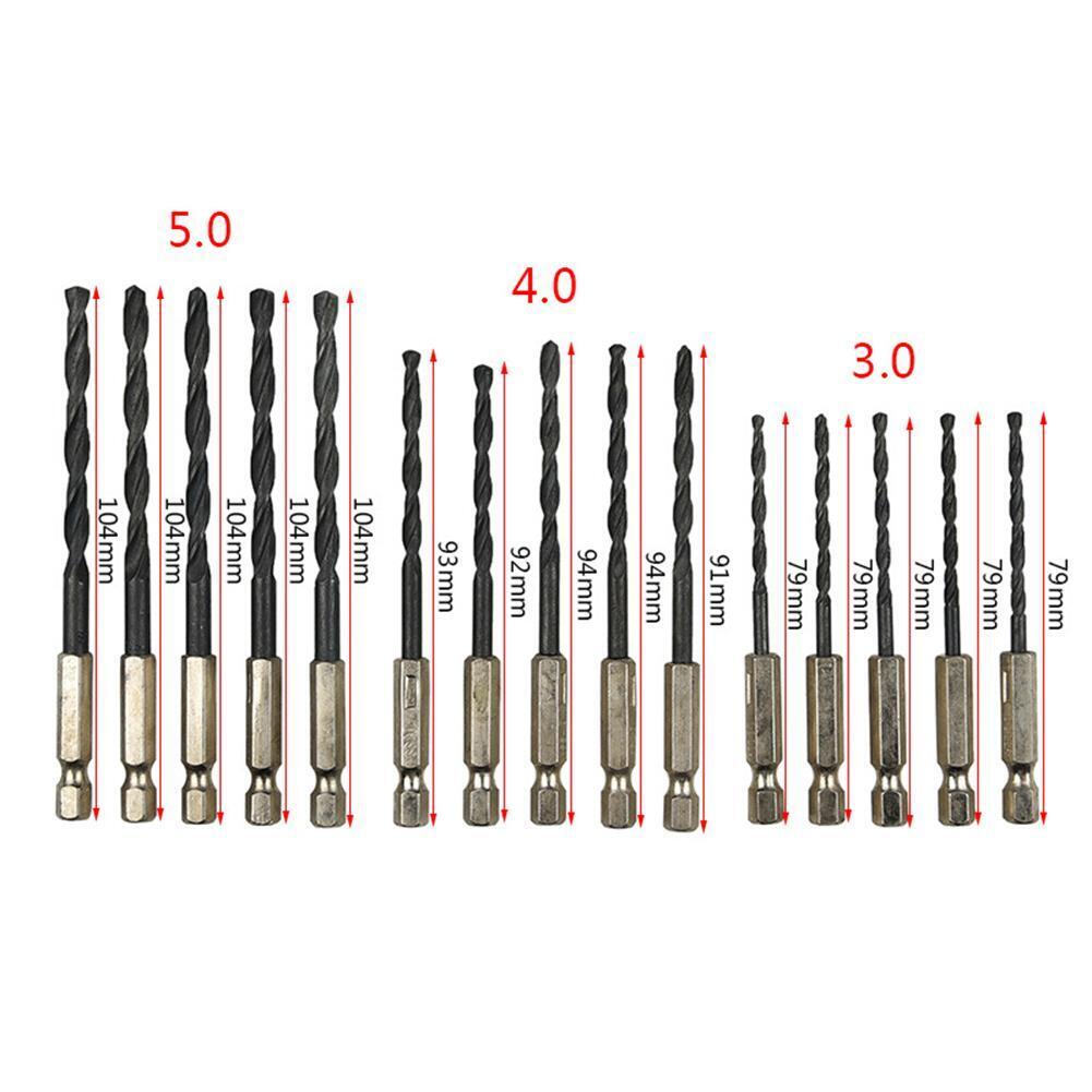 15pcs HSS Hex Shank Drill Bits Set Hexagonal Screw Twist Electric Drills