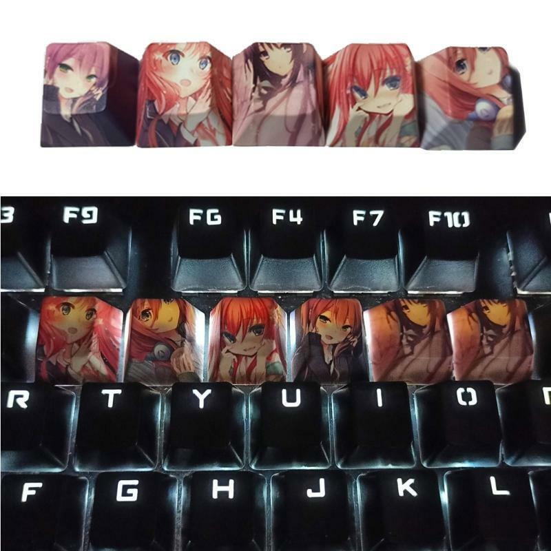 5Pcs Cartoon Anime Girl PBT Dye Sublimation Keycap Mechanics Keyboard Keycap OEM