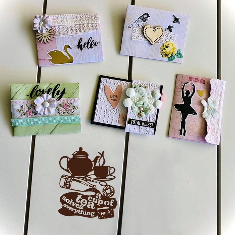 Teapot Teacup Milk Bottle Metal Cutting Dies Stencil DIY Embossing Card Template