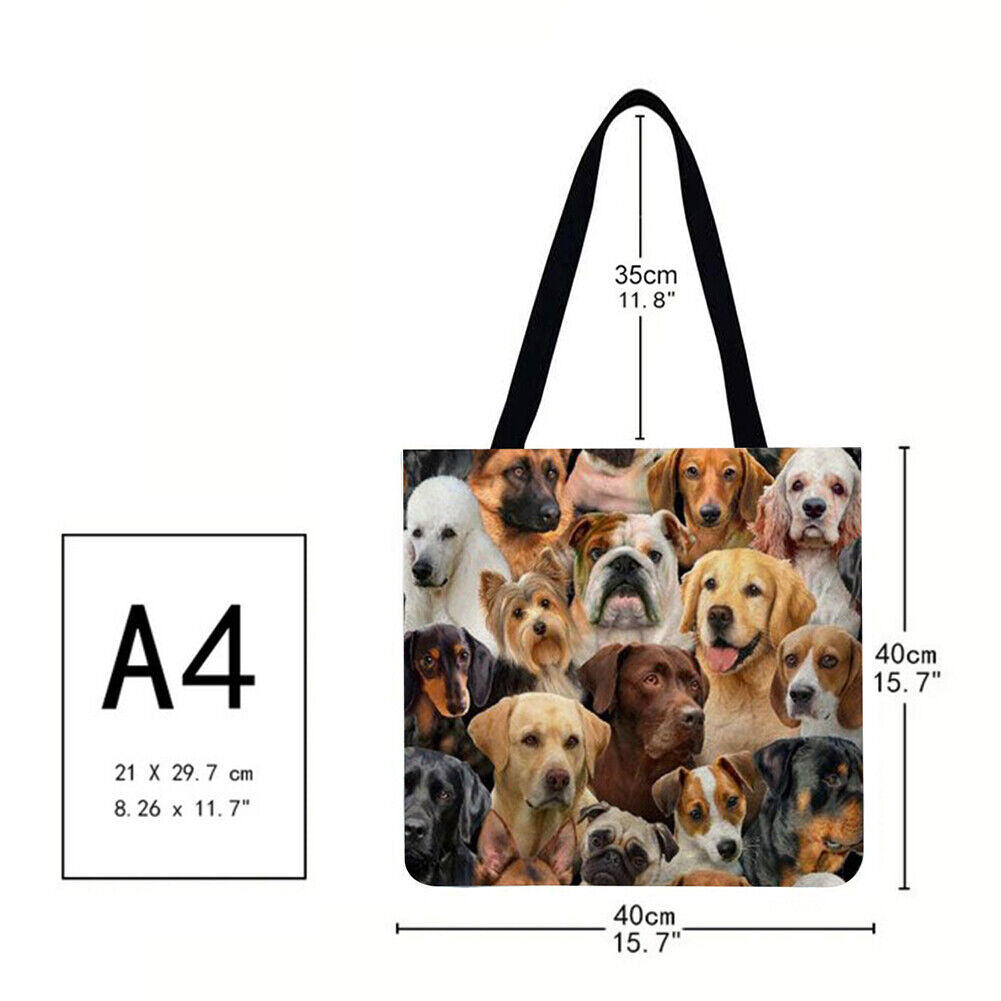 Dogs Printed Shoulder Shopping Bag Casual Large Tote Handbag (40*40cm)