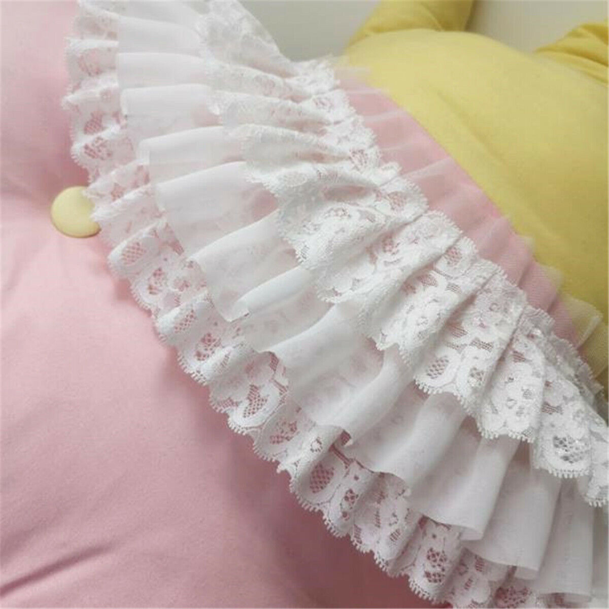 50cm Chiffon Ruffle Tiered Lace Trim Pleat Ribbon Dress Hemline  Fabric Sewing