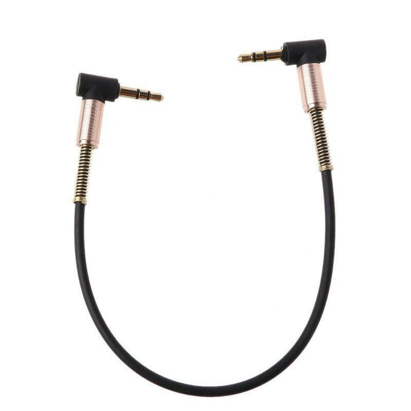 24cm Dual 90 Degree Nylon 3.5 mm to 3.5mm Male Jack Audio Cable Car Aux Cord