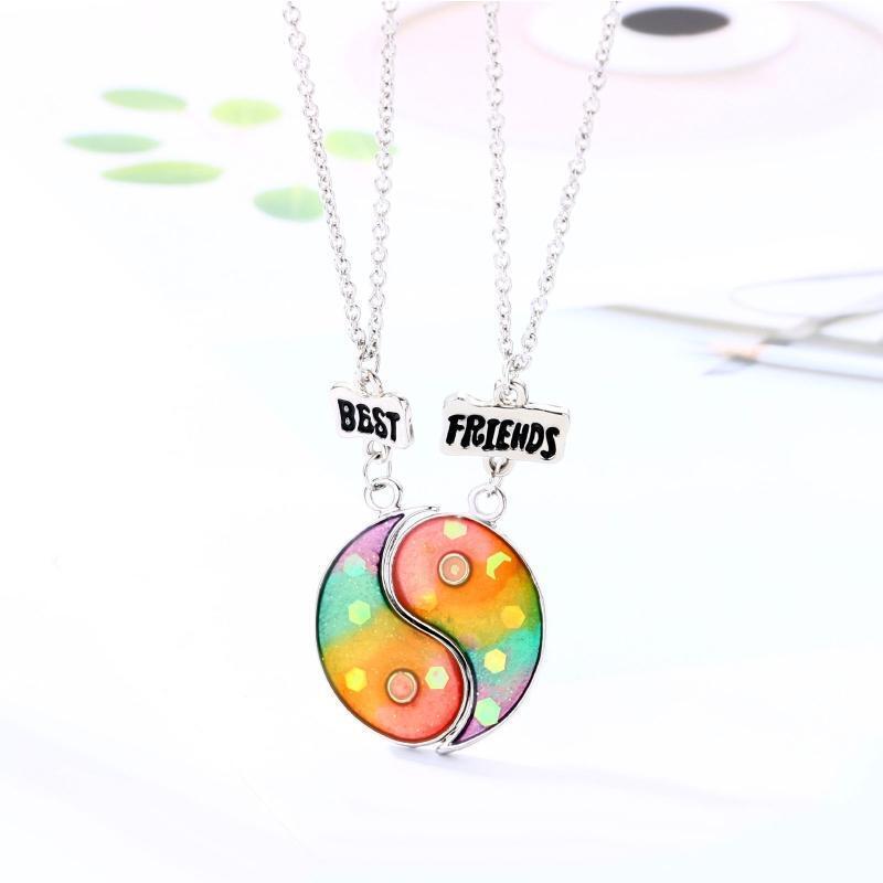Sister Friendship Necklace Magnet Tai Chi Pendant Charm Best Friend Jewelry 2pcs