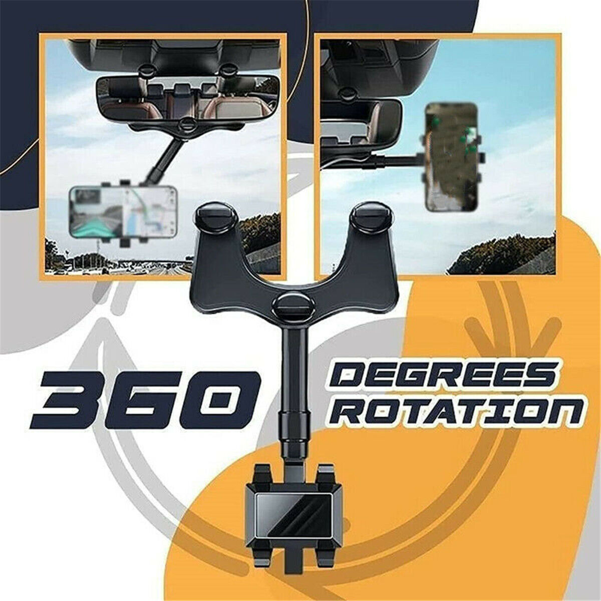 360° Rotatable And Retractable Car Phone Holder Multifunctional Rearview Mirror