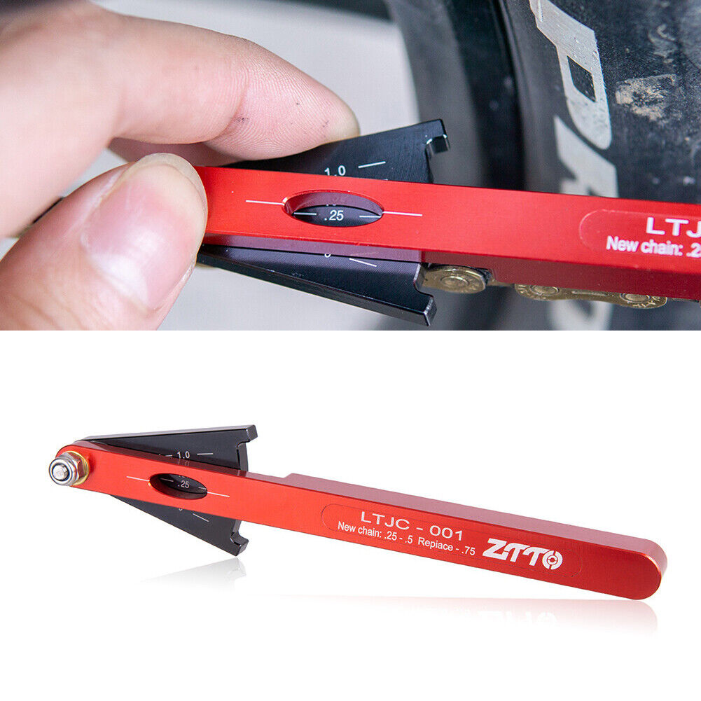 ZTTO Bicycle Chain Wear Indicator Checker MTB Chain Gauge Ruler (Red)