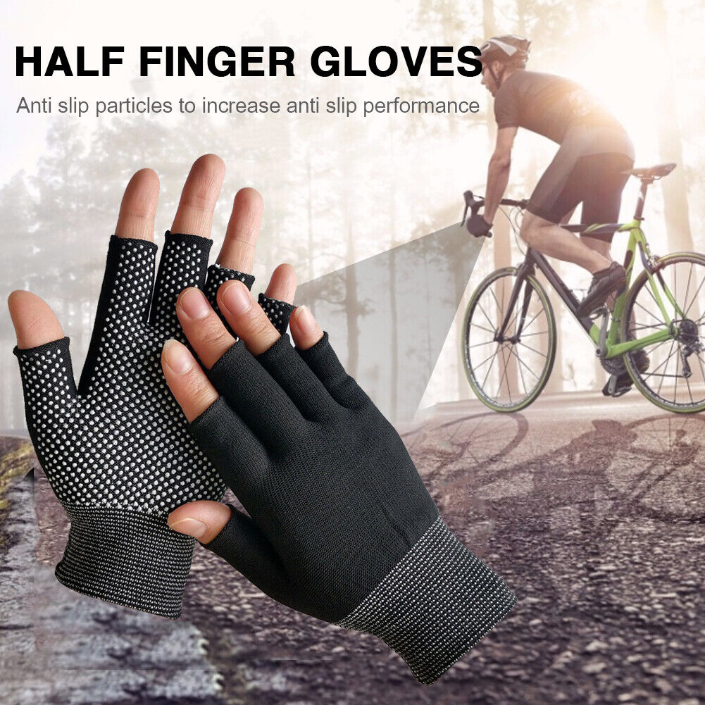 Fingerless Outdoor Bicycle Anti-skid Half Finger Fishing Gloves (Black)