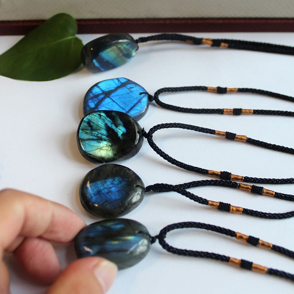 Delicate Crystal Natural Labradorite Pendant Moonstone Healing Stone Energy