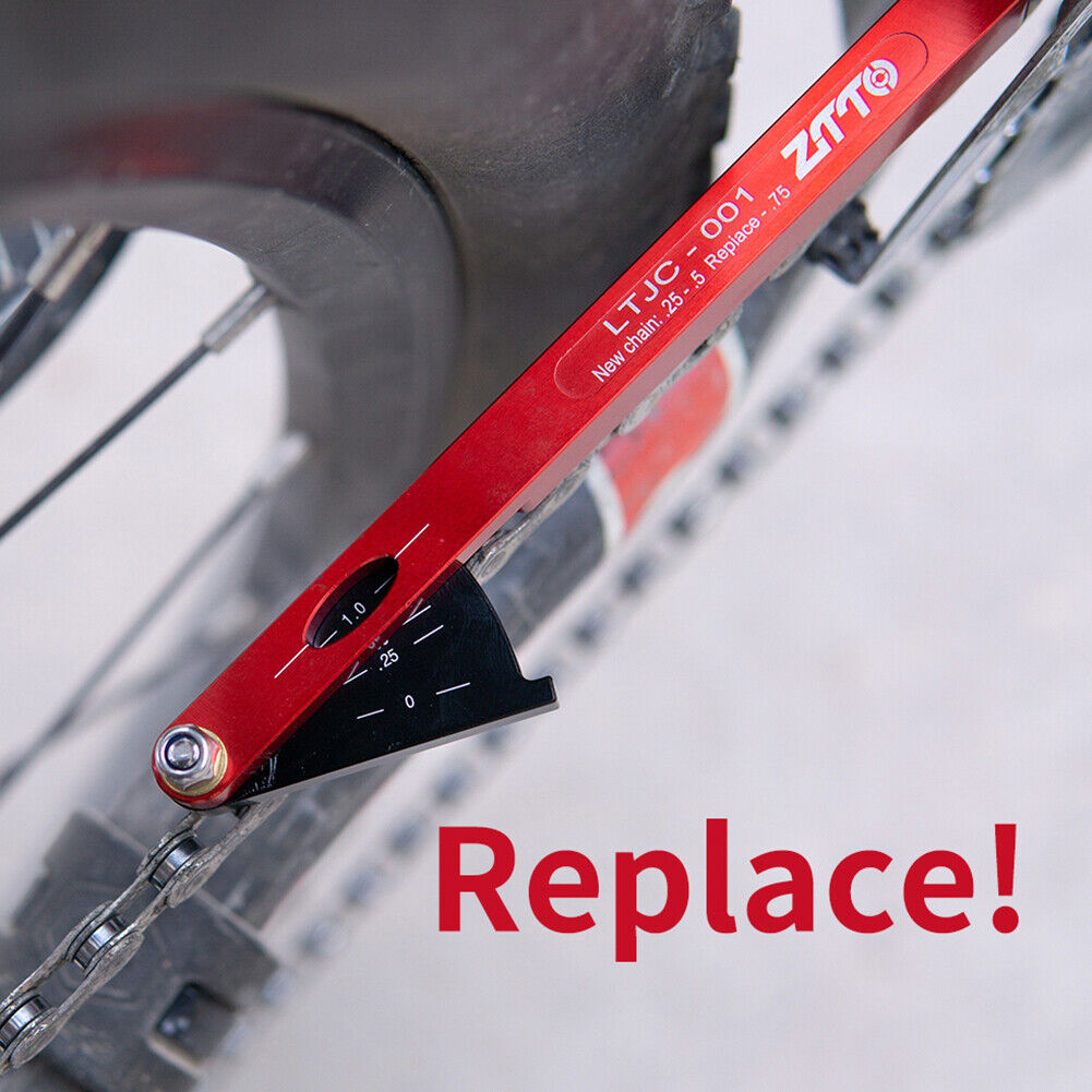 ZTTO Bicycle Chain Wear Indicator Checker MTB Chain Gauge Ruler (Red)