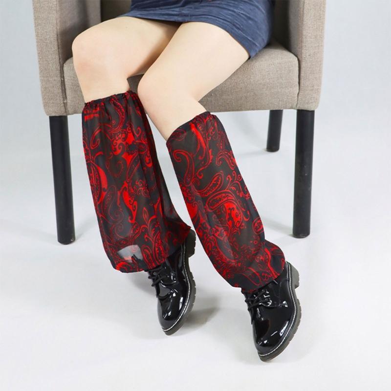 Women Gothic Baroque Thin Leg Warmers Lolita Paisley Foot Cover Knee High Socks