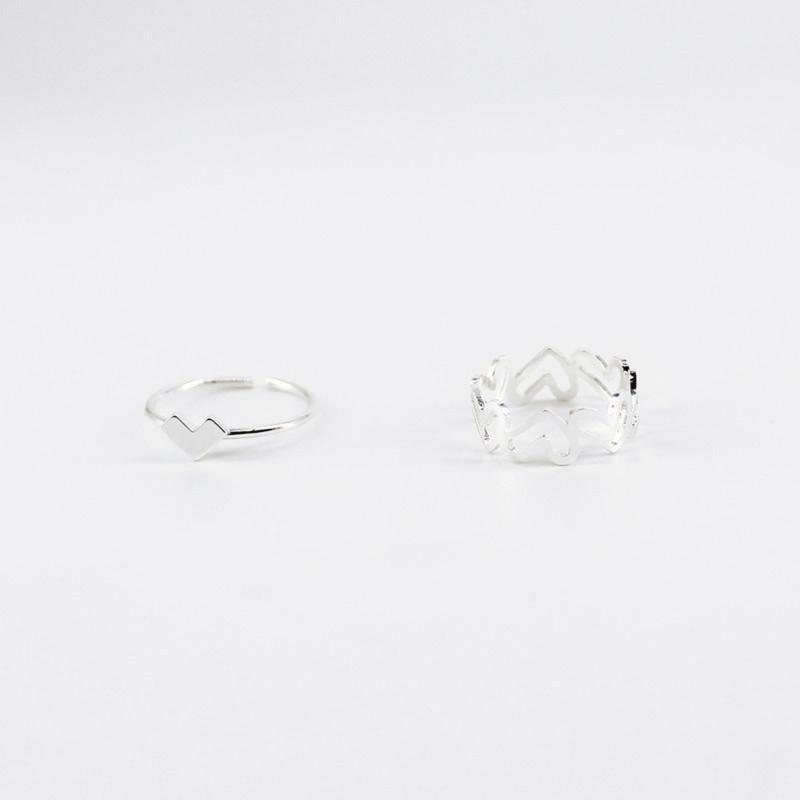 Hollowed Heart Shape Open Ring Set Design Cute Fashion Love Jewelry For Women