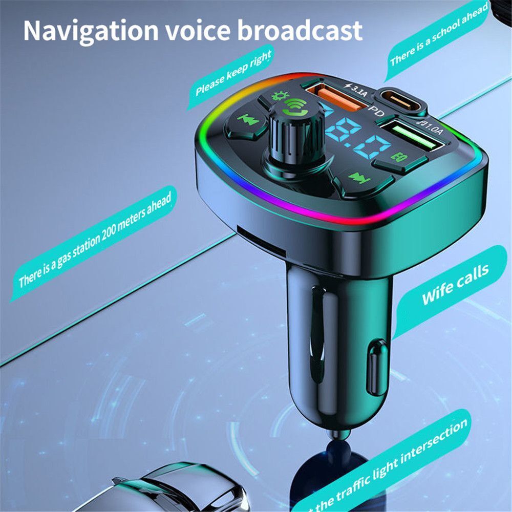 Fast Charger Adapter Car FM Transmitter Radio MP3 Player Wireless Bluetooth 5.0
