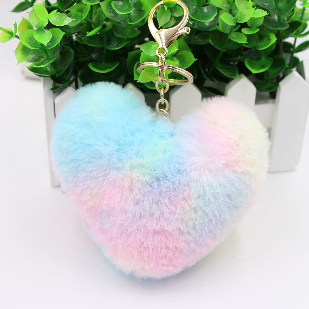 Fashion Love Ladies Jewelry Cute Pendant Furball Key Chain Colorful