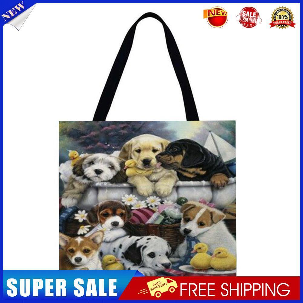 Dogs Printed Shoulder Shopping Bag Casual Large Tote Handbag (40*40cm)