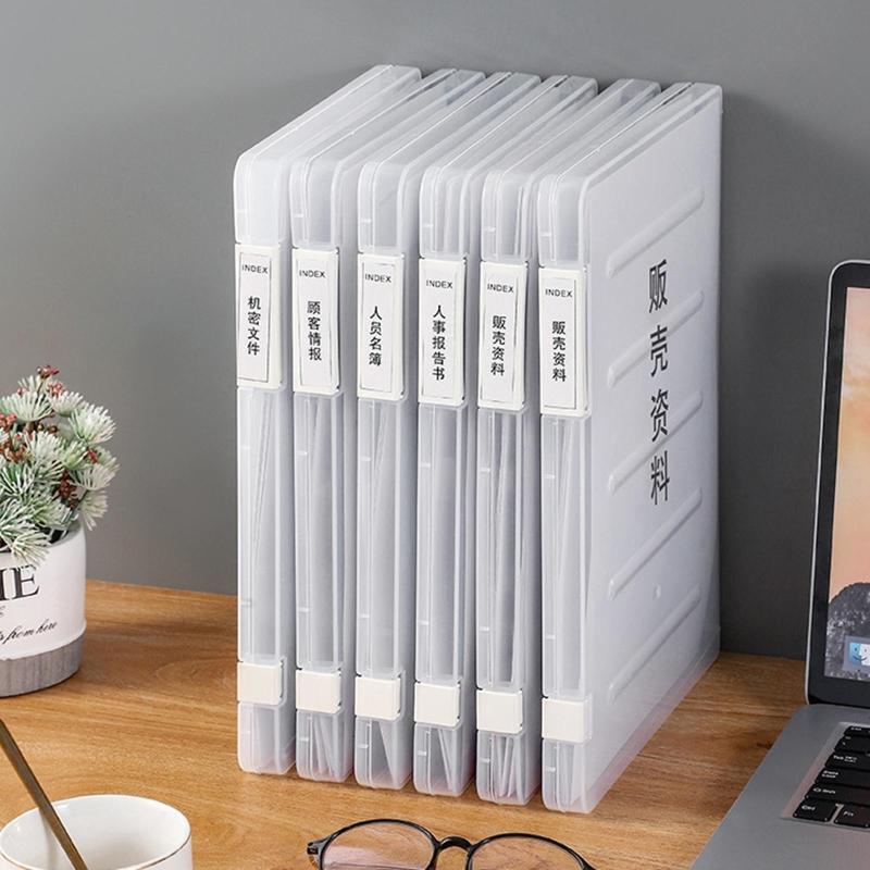 Portable A4 Files Box Clear Storage Case for Student Teacher Travel Daily Use
