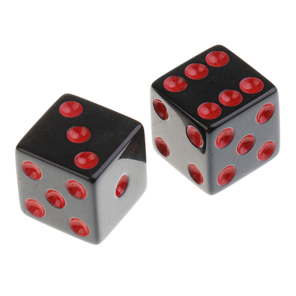 Set of 10 Acrylic Six Sided Square Opaque D6 16mm  Die Black w/ Red