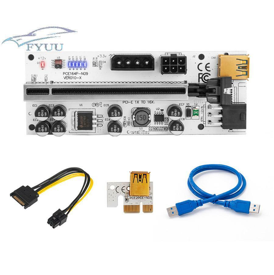 6 Pcs PCIE Riser 010X USB 3.0 Riser Cable PCI-E 1X Adapter Card SATA Power Cable