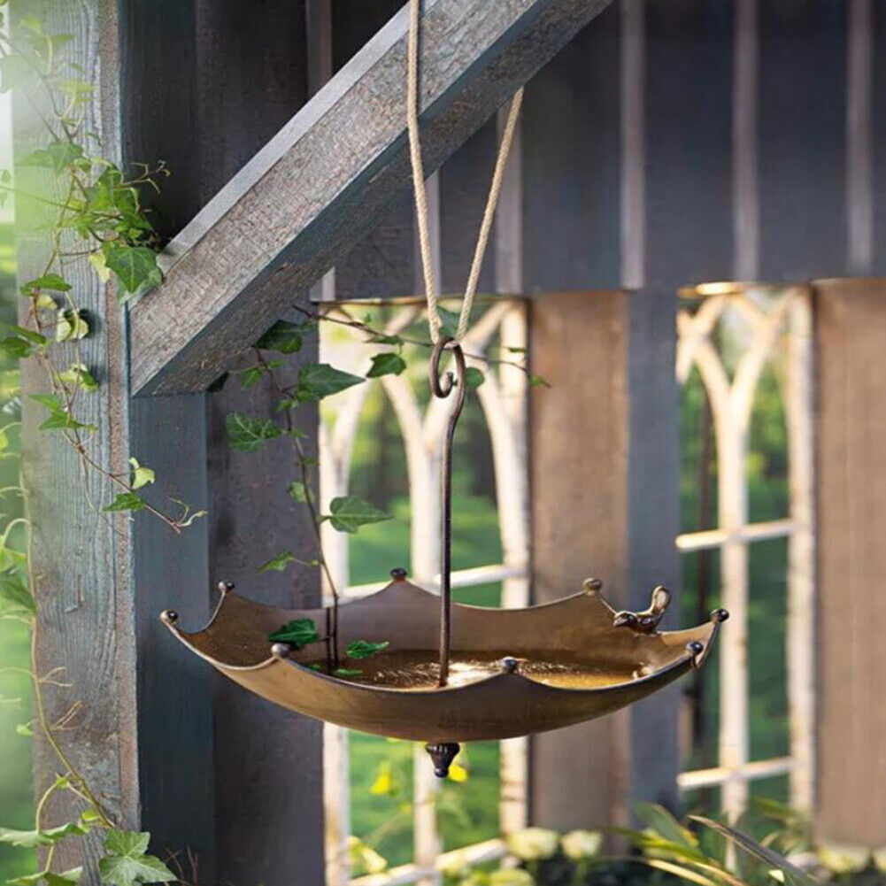 Umbrella Outdoor Bird Feeder Tray Garden Patio Metal Bird Feeders Crafts
