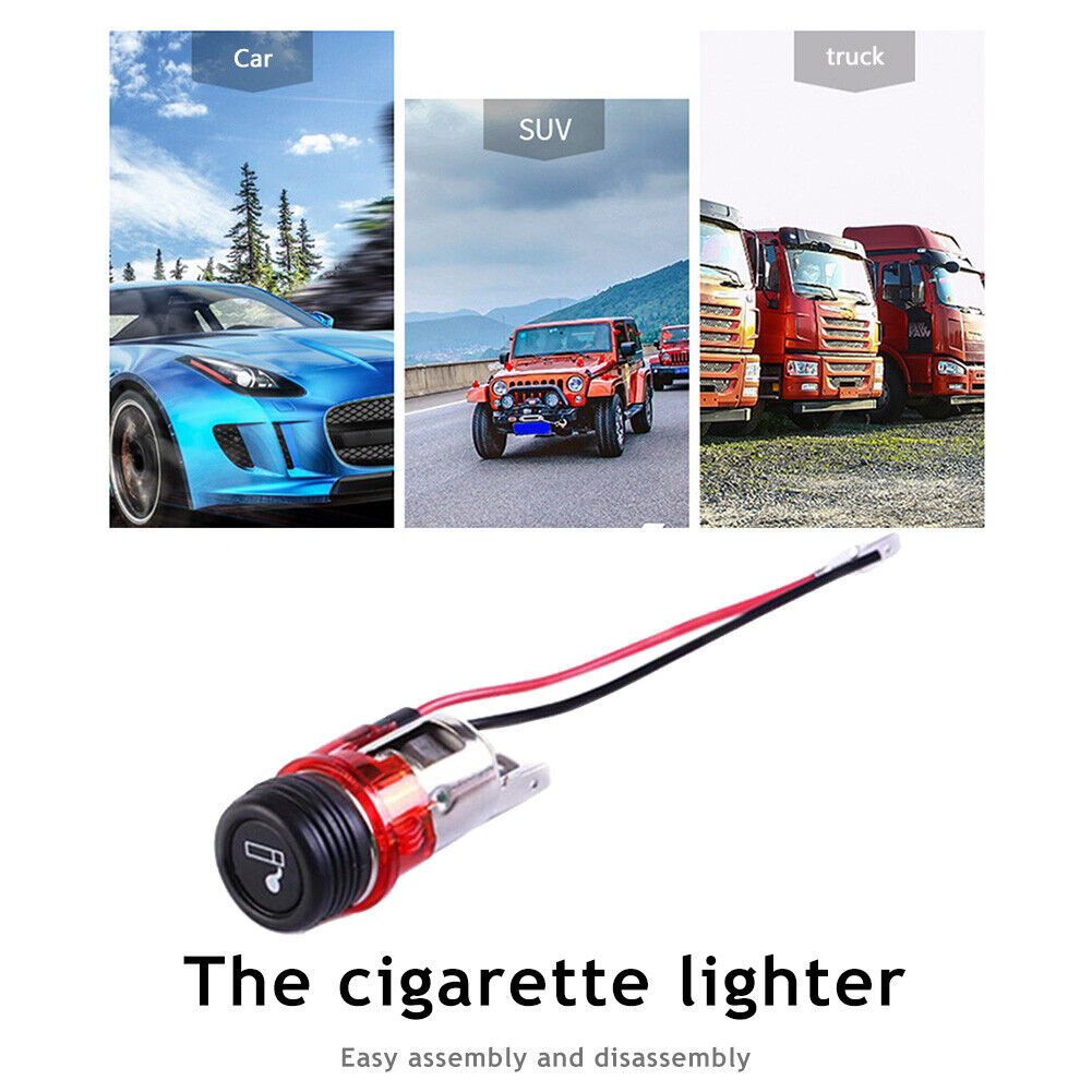 12V Cigarette Lighter Assembly Car Motorcycle Boat Power Socket Plug (Red)