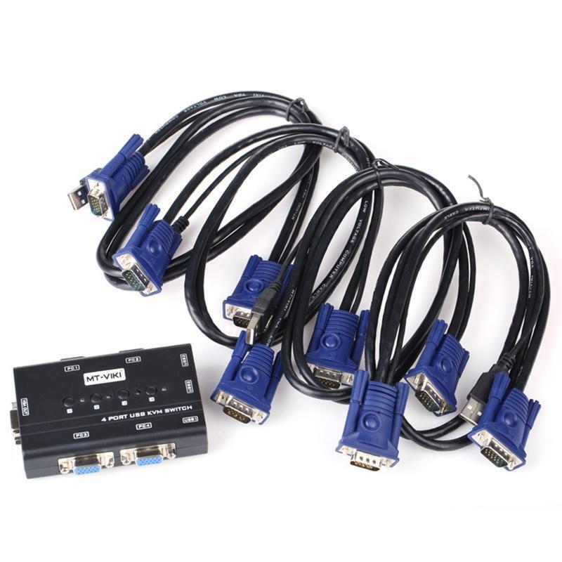 High Definition 4-Port VGA KVM Smart Switcher 4 in 1 Out USB Hub Switch Box